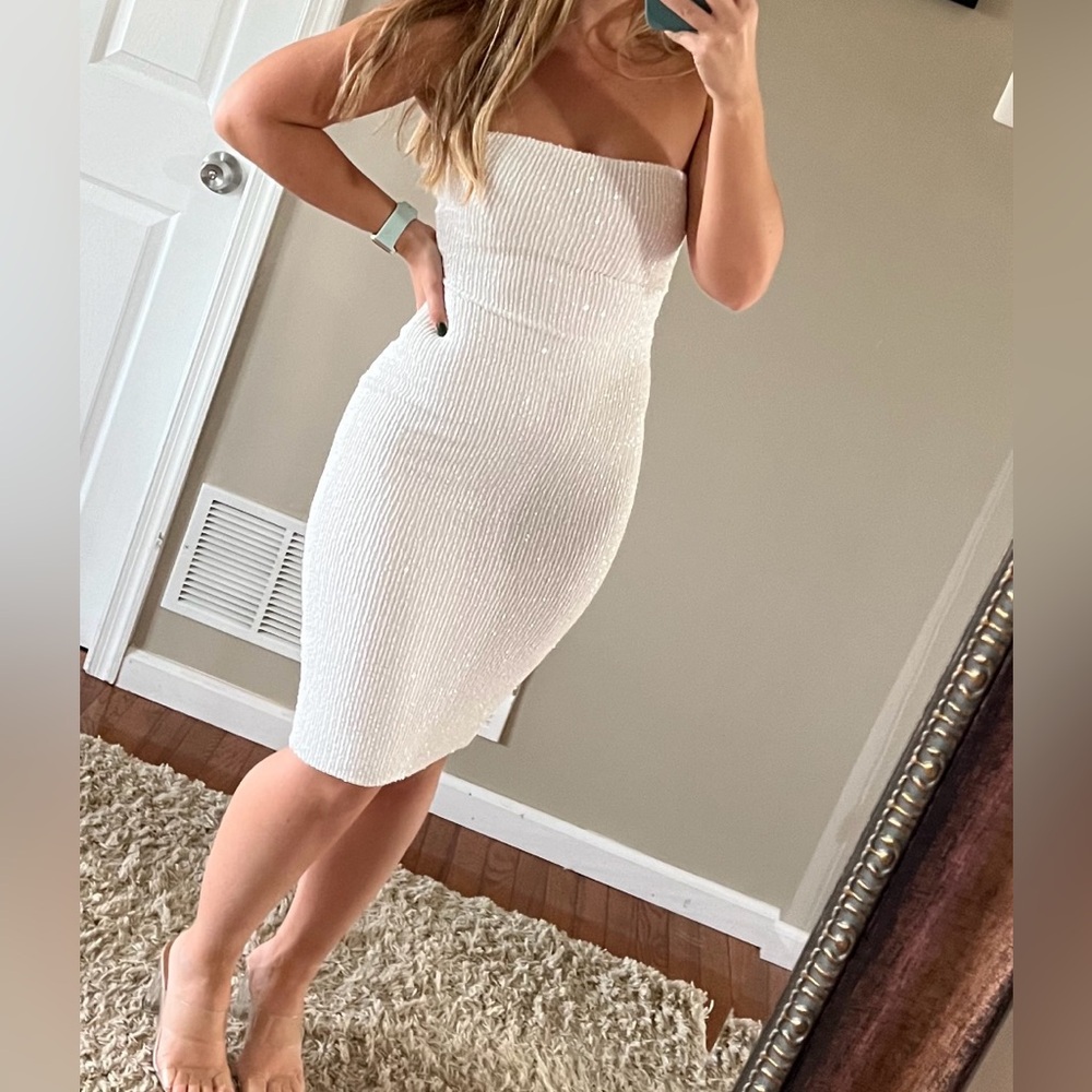 White Sequin Mini Dress